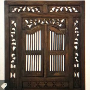 naturalMahogany Window With Open and Close Doors Intricate Carved